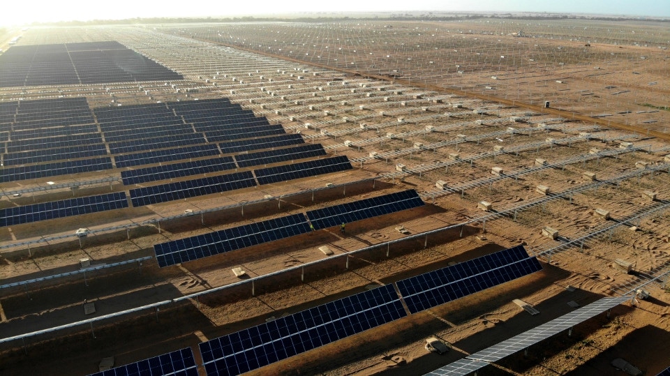 Aerial view of Total Eren's Kiamal Solar Farm in Ouyen, Victoria